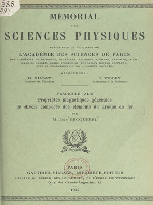 cover image of Propriétés magnétiques générales de divers composés des éléments du groupe du fer
